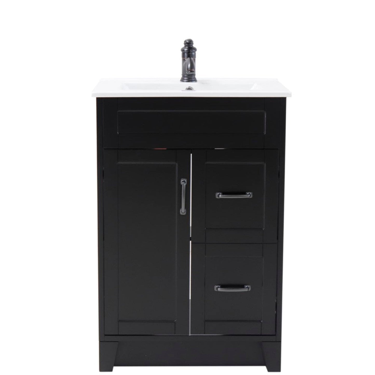 Bellaterra Home 24" 2-Door Espresso Freestanding Vanity Set With Ceramic Integrated Rectangular Sink and Ceramic Top