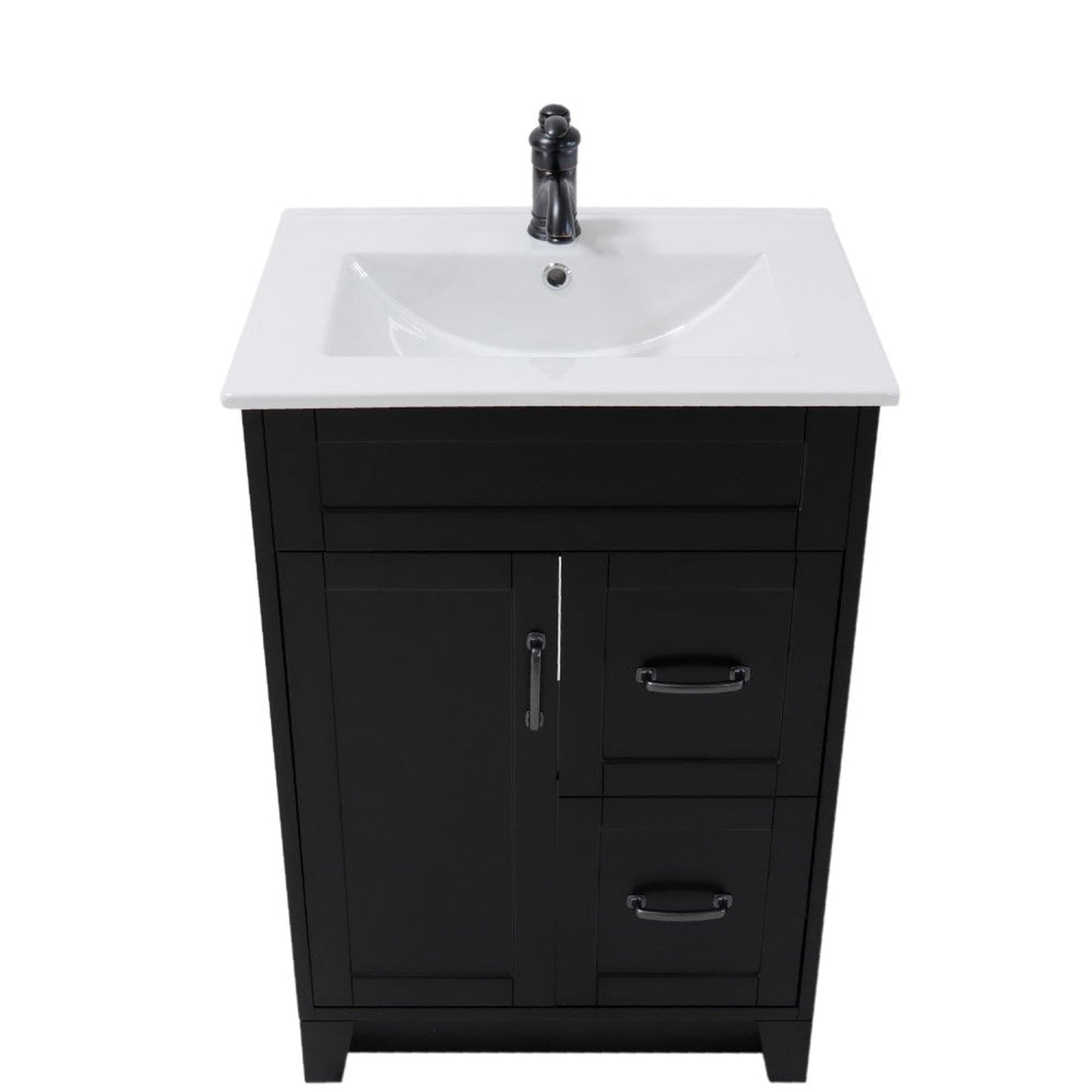 Bellaterra Home 24" 2-Door Espresso Freestanding Vanity Set With Ceramic Integrated Rectangular Sink and Ceramic Top