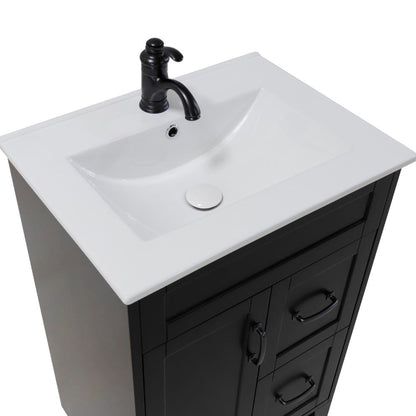 Bellaterra Home 24" 2-Door Espresso Freestanding Vanity Set With Ceramic Integrated Rectangular Sink and Ceramic Top