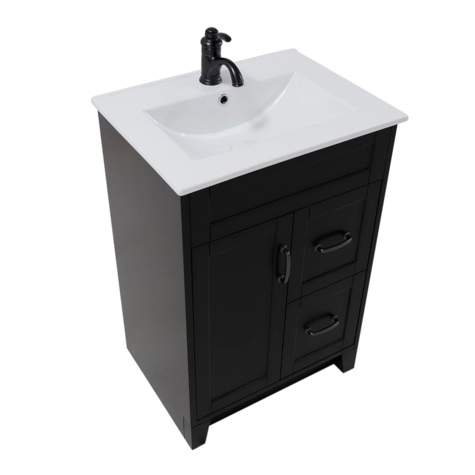 Bellaterra Home 24" 2-Door Espresso Freestanding Vanity Set With Ceramic Integrated Rectangular Sink and Ceramic Top