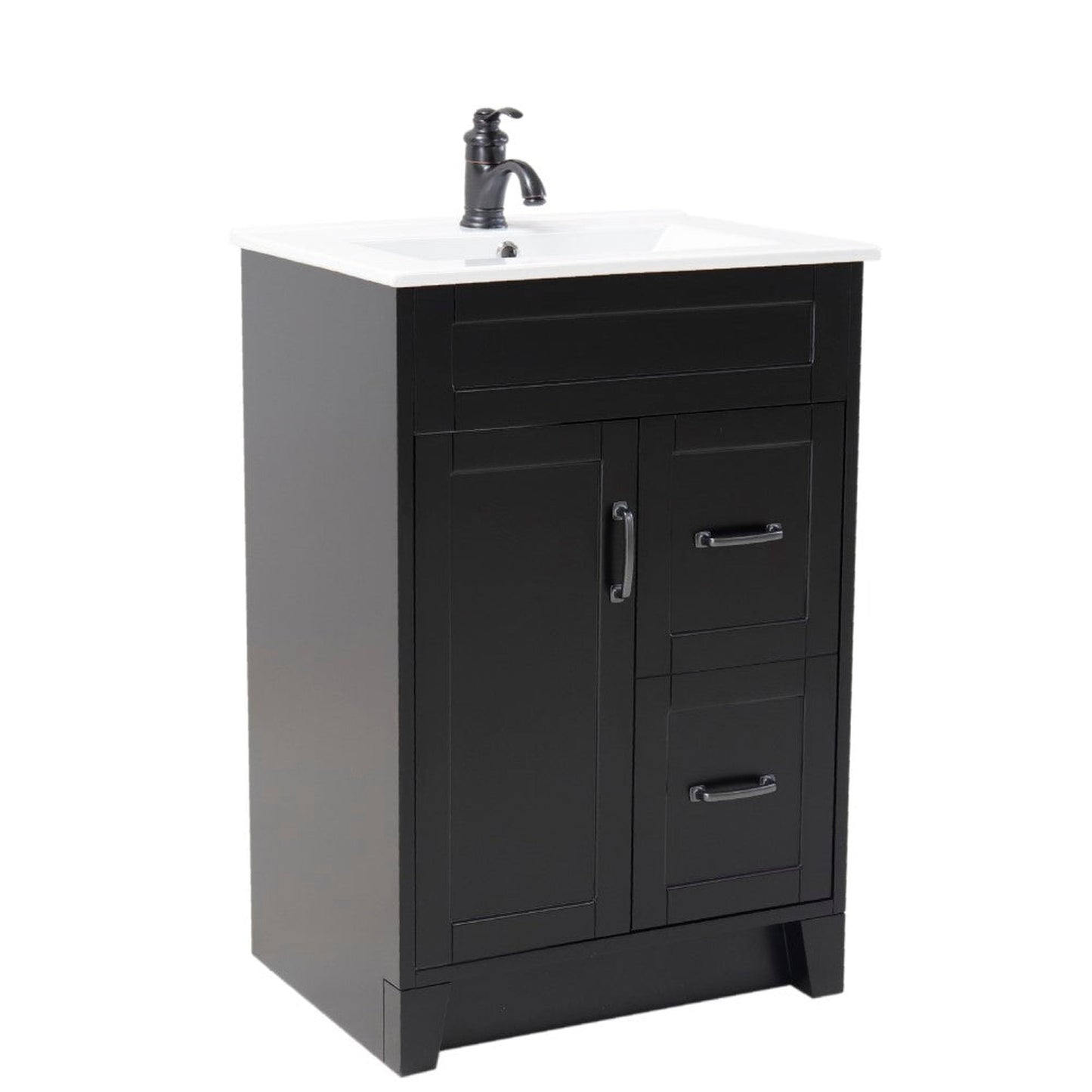 Bellaterra Home 24" 2-Door Espresso Freestanding Vanity Set With Ceramic Integrated Rectangular Sink and Ceramic Top