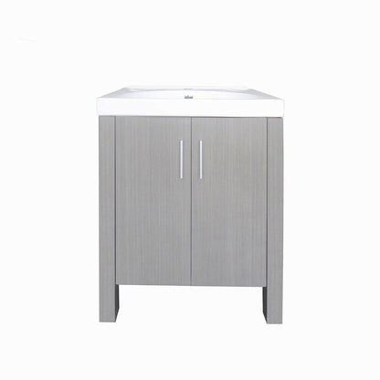 Bellaterra Home 24" 2-Door Gray Freestanding Vanity Set With Vitreous China Integrated Sink and Vitreous China Top