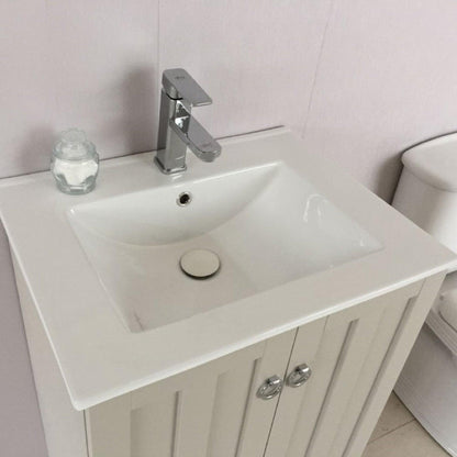 Bellaterra Home 24" 2-Door Light Gray Freestanding Vanity Set With Ceramic Integrated Sink and Ceramic Top