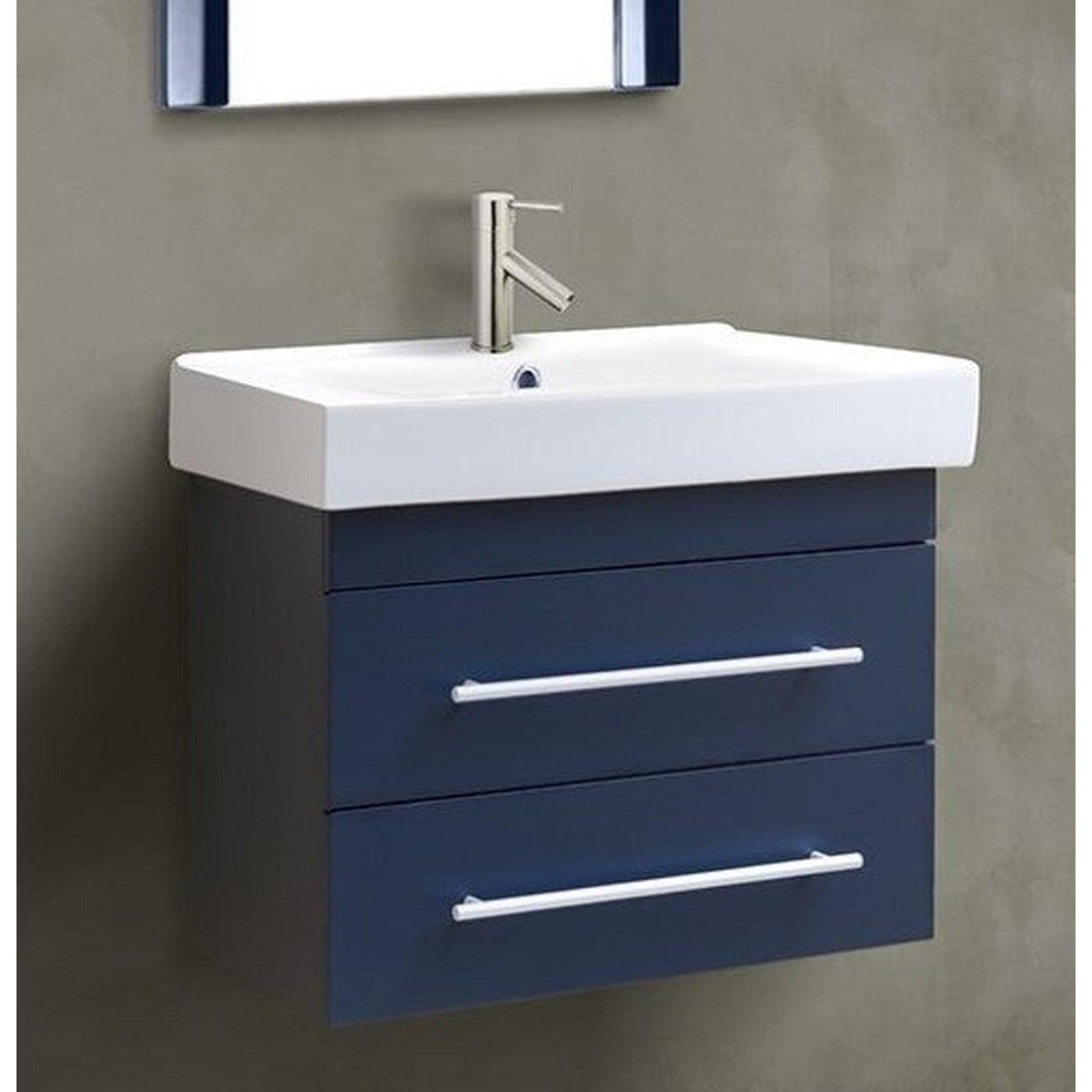 Bellaterra Home 24" 2-Drawer Dark Gray Wall-Mount Vanity Set With White Ceramic Integrated Sink and White Ceramic Top