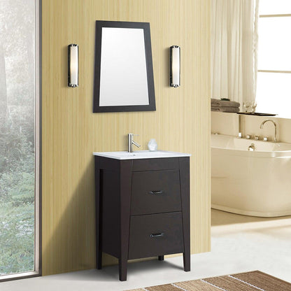 Bellaterra Home 24" 2-Drawer Espresso Freestanding Vanity Set With Ceramic Integrated Sink and Ceramic Top