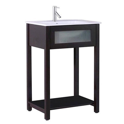 Bellaterra Home 24" Espresso Freestanding Vanity Set With Ceramic Integrated Sink and Ceramic Top