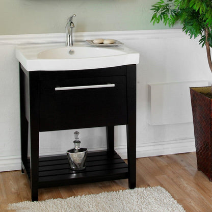 Bellaterra Home 28" 1-Drawer Black Freestanding Vanity Set With Vitreous China Integrated Sink and Vitreous China Top