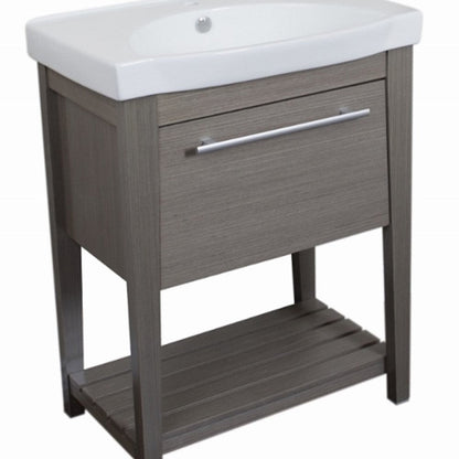 Bellaterra Home 28" 1-Drawer Gray Freestanding Vanity Set With Vitreous China Integrated Sink and Vitreous China Top
