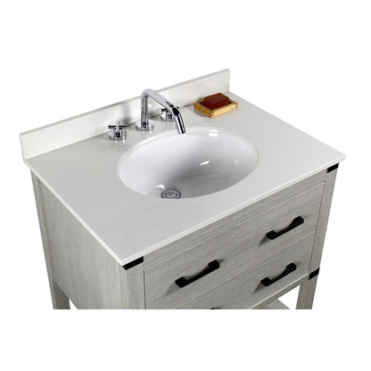 Bellaterra Home 31" 2-Drawer Gray Pine Freestanding Vanity Set With Ceramic Undermount Sink and White Quartz Top