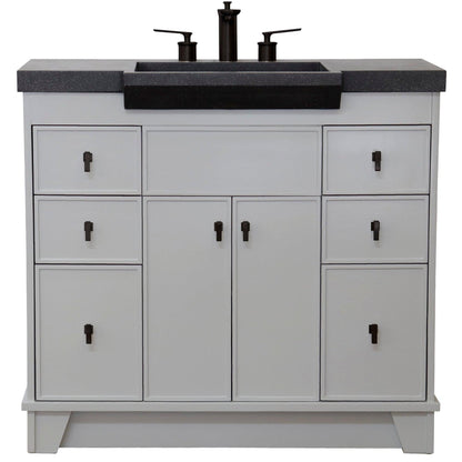 Bellaterra Home 39" 2-Door 6-Drawer Gray Freestanding Vanity Set With Concrete Integrated Sink and Black Concrete Top, and Black Hardware