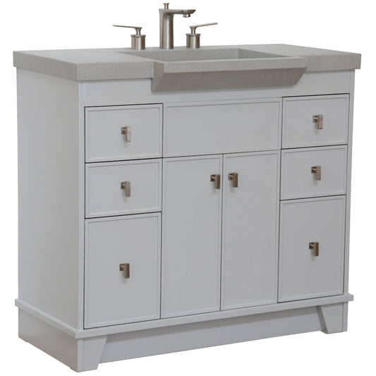 Bellaterra Home 39" 2-Door 6-Drawer Gray Freestanding Vanity Set With Concrete Integrated Sink and Gray Concrete Top, and Brushed Nickel Hardware