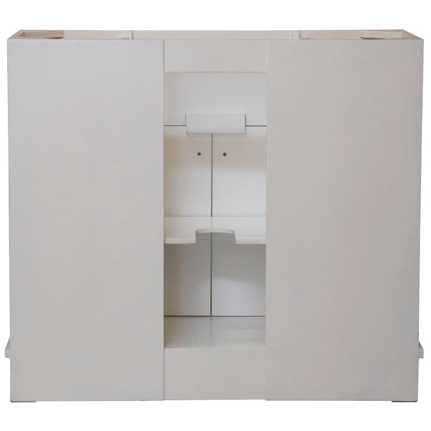 Bellaterra Home 39" 2-Door 6-Drawer White Freestanding Vanity Set With Concrete Integrated Sink and White Sand Concrete Top, and Brushed Gold Hardware