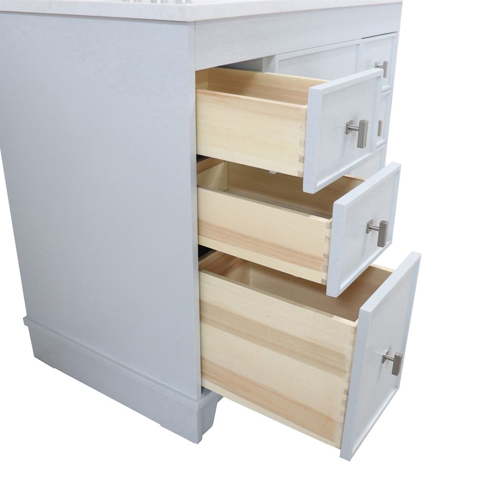 Bellaterra Home 3922-BN-FG-AQ 39" French Gray Single Sink Vanity With Engineered Stone Top and Brushed Nickel Hardware