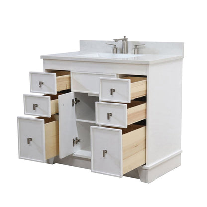 Bellaterra Home 3922-BN-WH-AQ 39" White Single Sink Vanity With Engineered Stone Top and Brushed Nickel Hardware