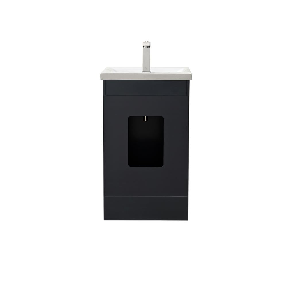 Bellaterra Home 400700-20-DG-CE 20" Dark Gray Single Sink Vanity With White Ceramic Sink Top