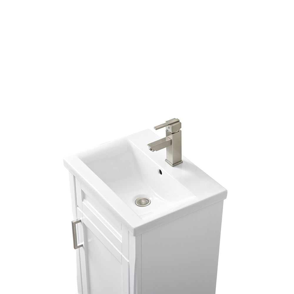 Bellaterra Home 400700-20-WH-CE 20" White Single Sink Vanity With White Ceramic Sink Top