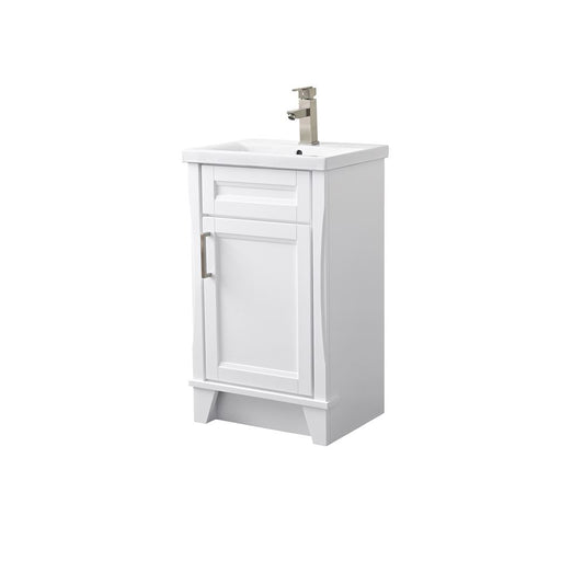 Bellaterra Home 400700-20-WH-CE 20" White Single Sink Vanity With White Ceramic Sink Top