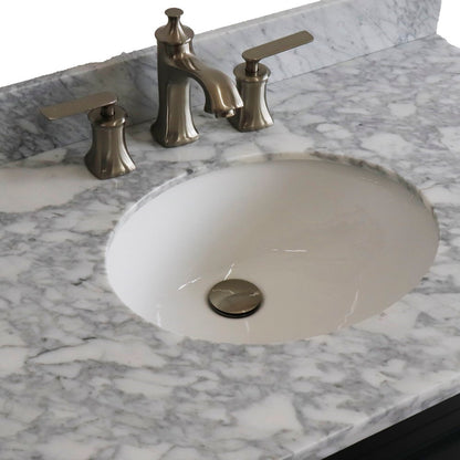 Bellaterra Home 400700-37L-DG-WMOC 37" Dark Gray Single Sink Vanity With 2 Drawers, 1 Left Door, White Carrara Marble Countertop, and Integrated Center Sink