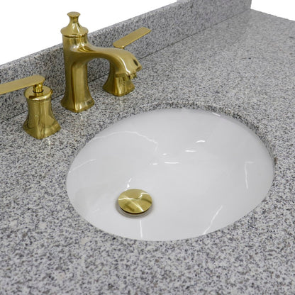 Bellaterra Home 400800-61S-WH-GYO 61" White Single Sink Vanity With Gray Granite and Integrated Center Oval Sink