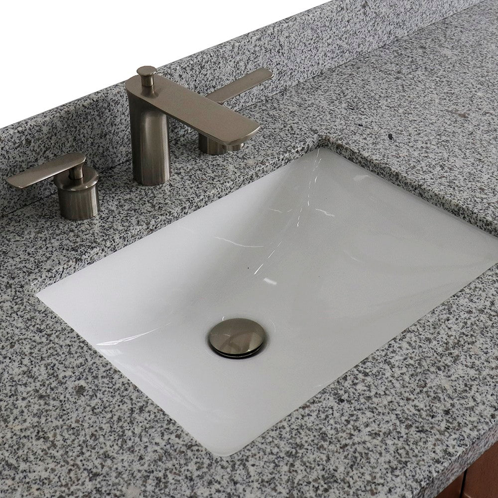 Bellaterra Home 400901-61S-WA-GYR 61" Walnut Single Sink Vanity With Gray Granite Countertop and Rectangular Sink