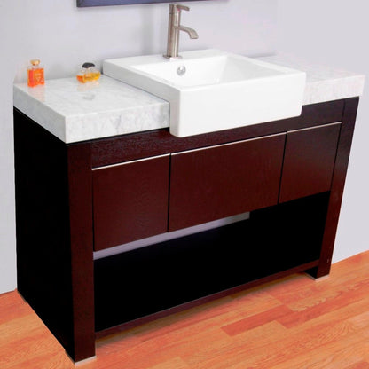Bellaterra Home 48" 1-Drawer Black Oak Freestanding Vanity Set With Vitreous China Integrated Sink and White Carrara Marble Top