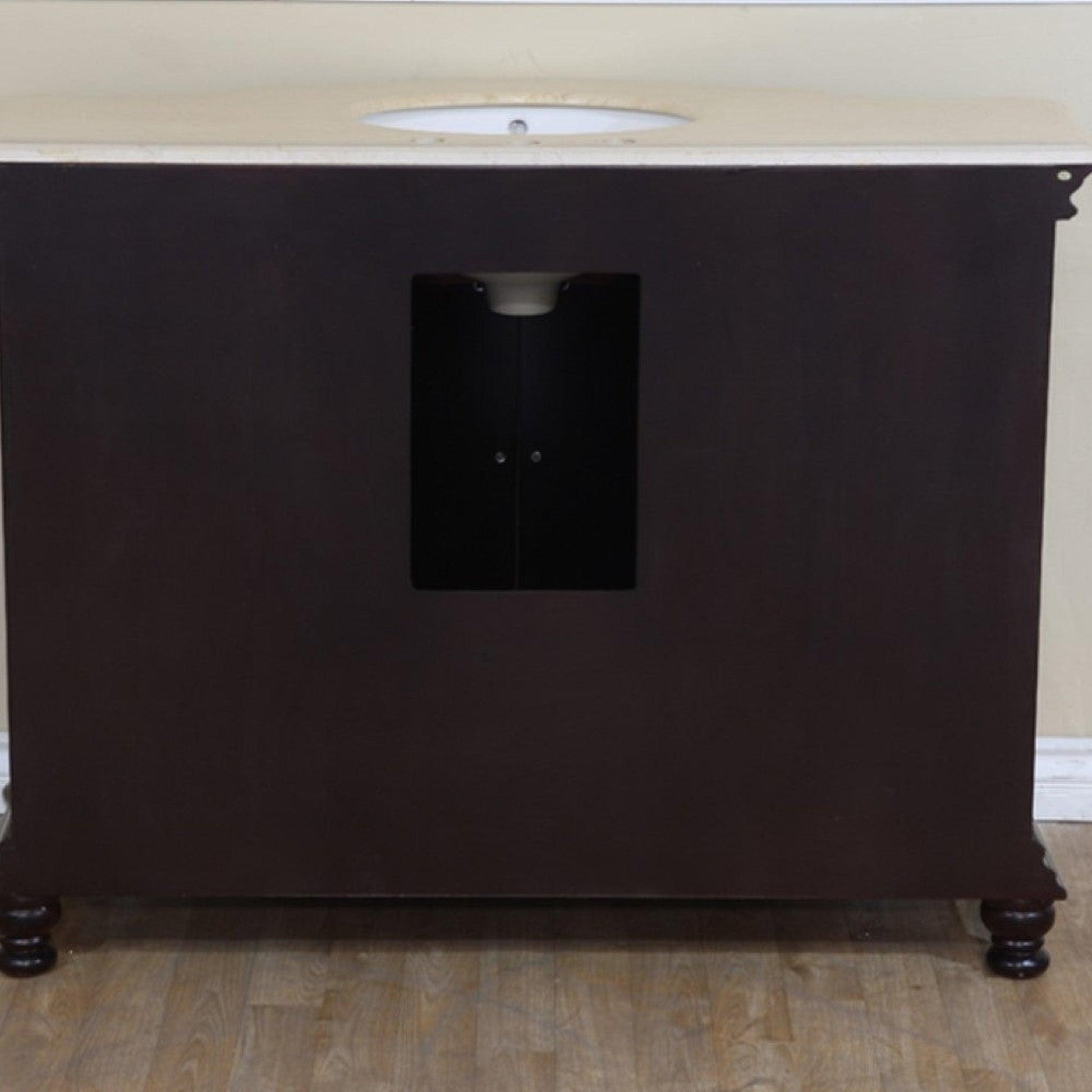 Bellaterra Home 48" 4-Door Dark Mahogany Freestanding Vanity Set With UPC White Undermount Oval Sink and Creme Marfil Top