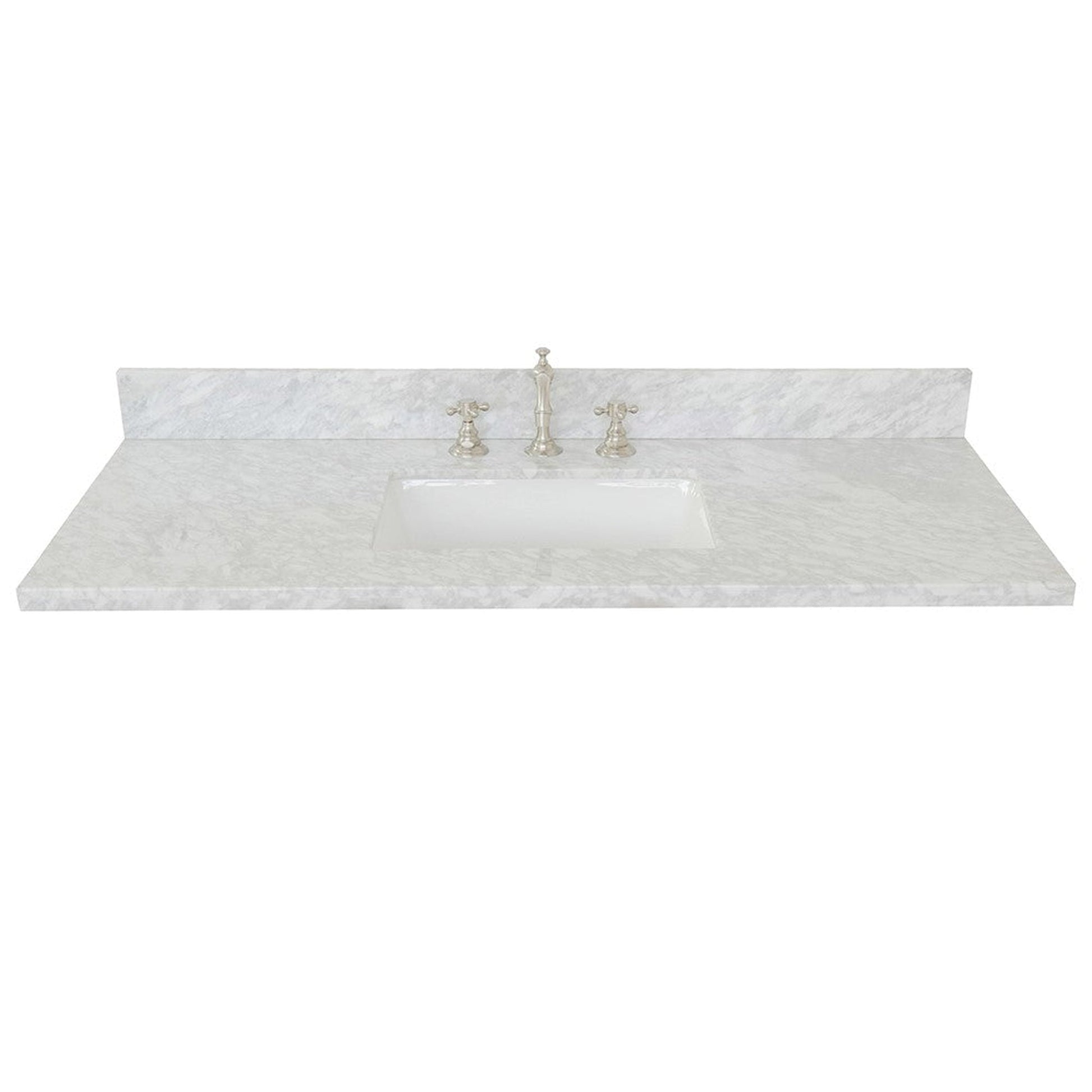 Bellaterra Home 49" x 22" White Carrara Marble Three Hole Vanity Top With Undermount Rectangular Sink and Overflow