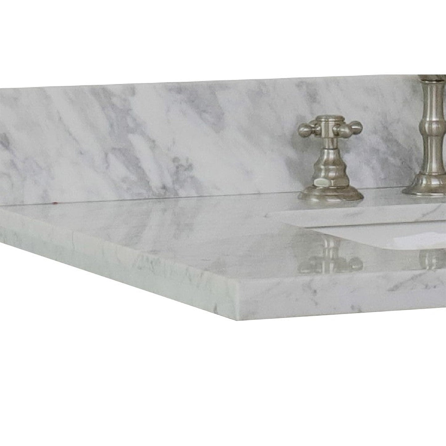 Bellaterra Home 49" x 22" White Carrara Marble Three Hole Vanity Top With Undermount Rectangular Sink and Overflow