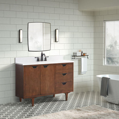 Bellaterra Home 4922-MT1-AQ 49" Dark Cherry Single Sink Vanity With Engineered Stone Top