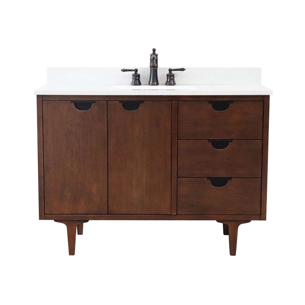 Bellaterra Home 4922-MT1-AQ 49" Dark Cherry Single Sink Vanity With Engineered Stone Top