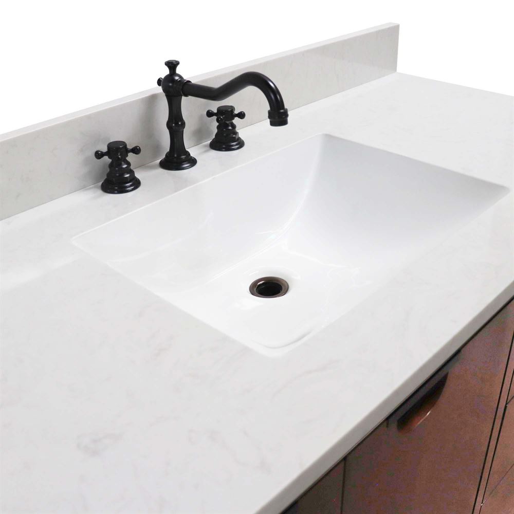 Bellaterra Home 4922-MT1-AQ 49" Dark Cherry Single Sink Vanity With Engineered Stone Top