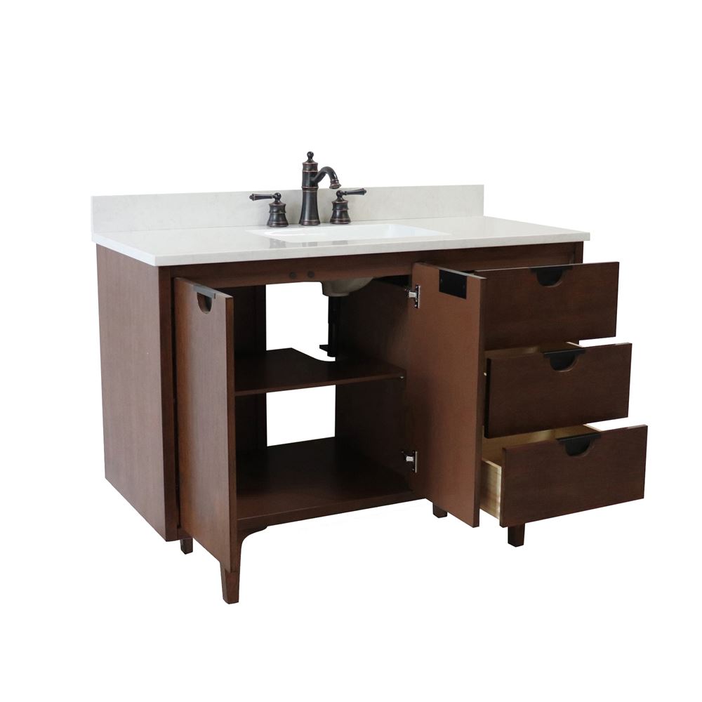 Bellaterra Home 4922-MT1-AQ 49" Dark Cherry Single Sink Vanity With Engineered Stone Top