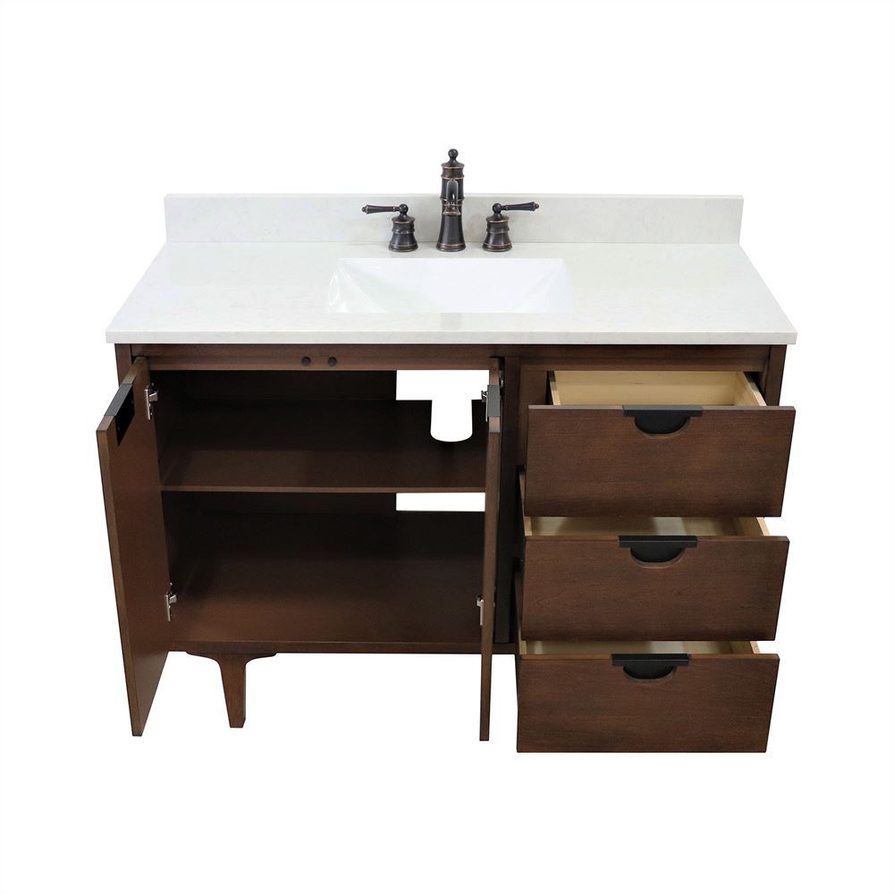 Bellaterra Home 4922-MT1-AQ 49" Dark Cherry Single Sink Vanity With Engineered Stone Top
