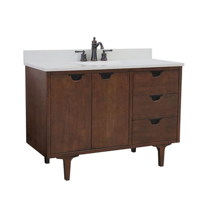 Bellaterra Home 4922-MT1-AQ 49" Dark Cherry Single Sink Vanity With Engineered Stone Top