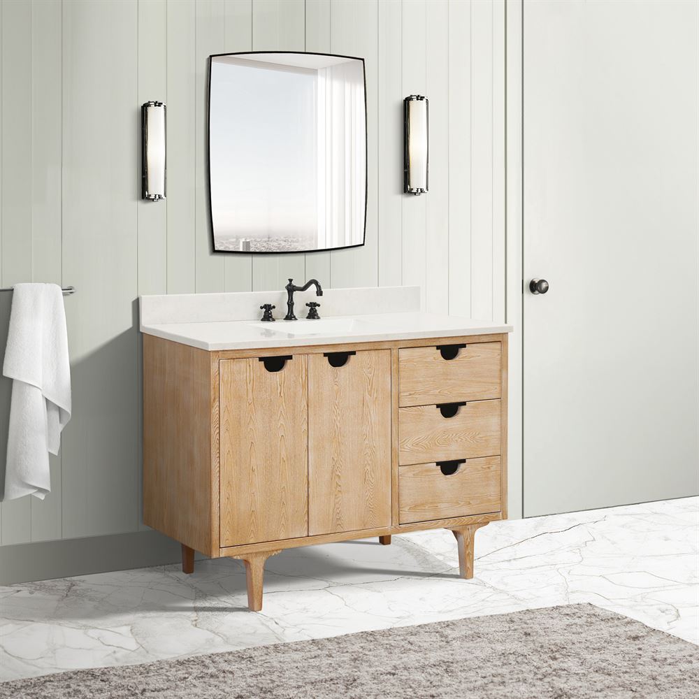 Bellaterra Home 4922-MT3-AQ 49" Weathered Neutral Single Sink Vanity With Engineered Stone Top