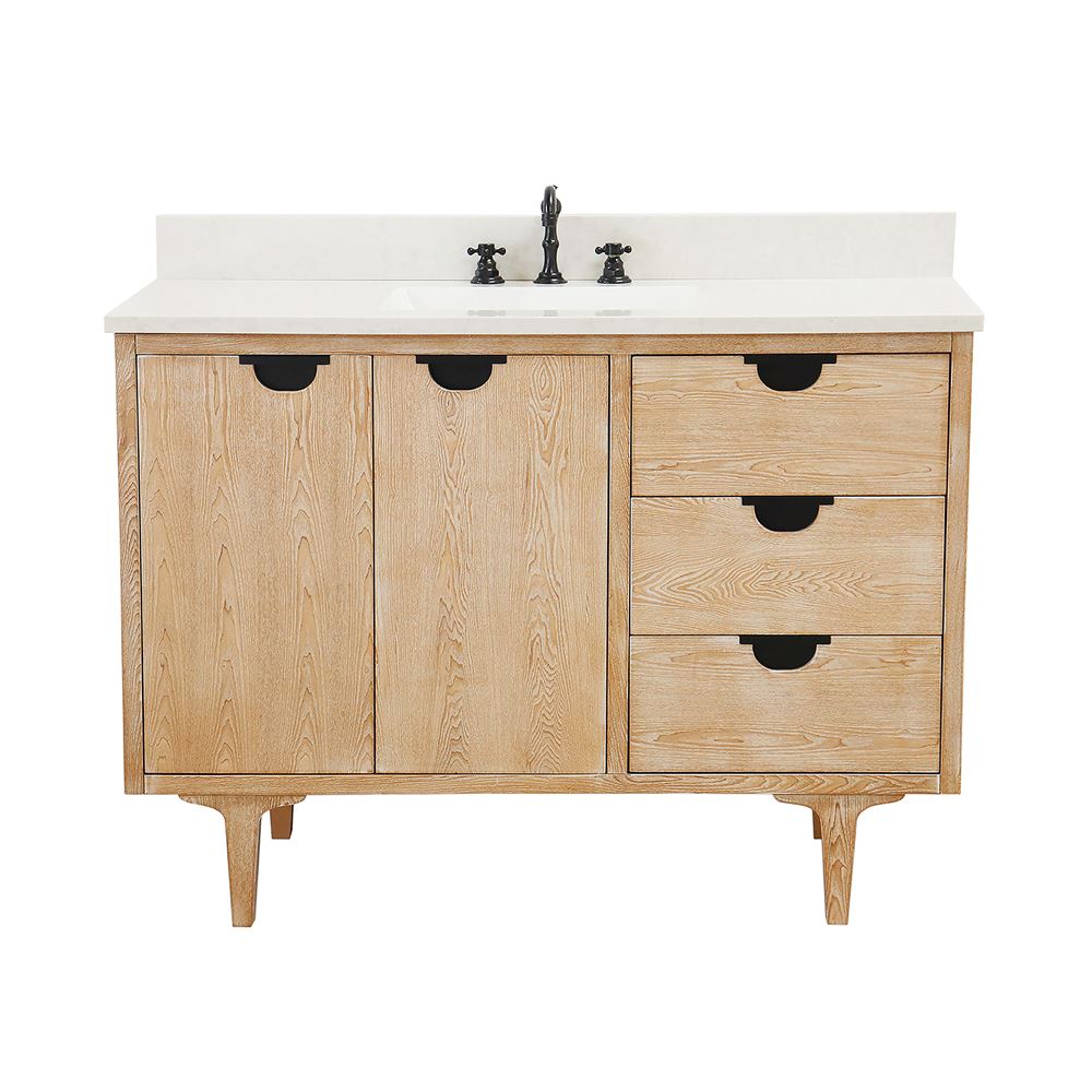 Bellaterra Home 4922-MT3-AQ 49" Weathered Neutral Single Sink Vanity With Engineered Stone Top
