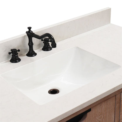 Bellaterra Home 4922-MT3-AQ 49" Weathered Neutral Single Sink Vanity With Engineered Stone Top