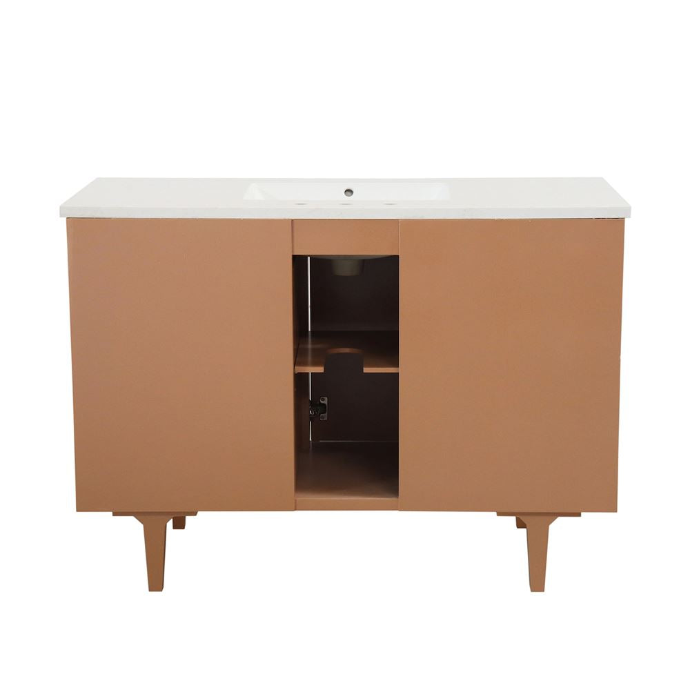 Bellaterra Home 4922-MT3-AQ 49" Weathered Neutral Single Sink Vanity With Engineered Stone Top