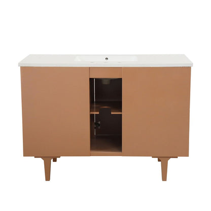 Bellaterra Home 4922-MT3-AQ 49" Weathered Neutral Single Sink Vanity With Engineered Stone Top
