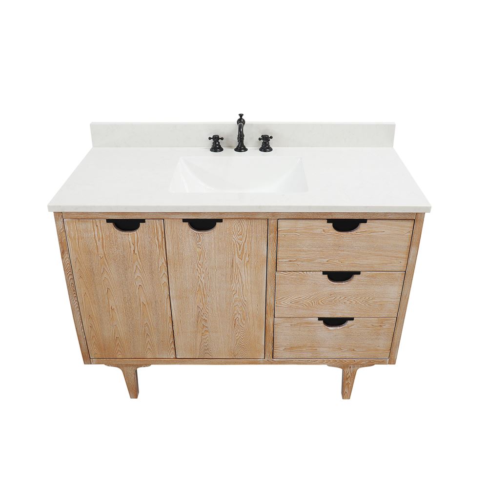 Bellaterra Home 4922-MT3-AQ 49" Weathered Neutral Single Sink Vanity With Engineered Stone Top