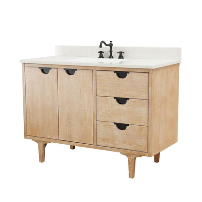 Bellaterra Home 4922-MT3-AQ 49" Weathered Neutral Single Sink Vanity With Engineered Stone Top