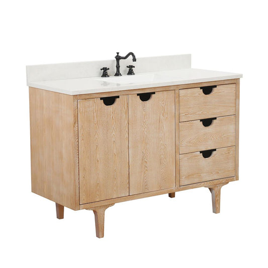 Bellaterra Home 4922-MT3-AQ 49" Weathered Neutral Single Sink Vanity With Engineered Stone Top