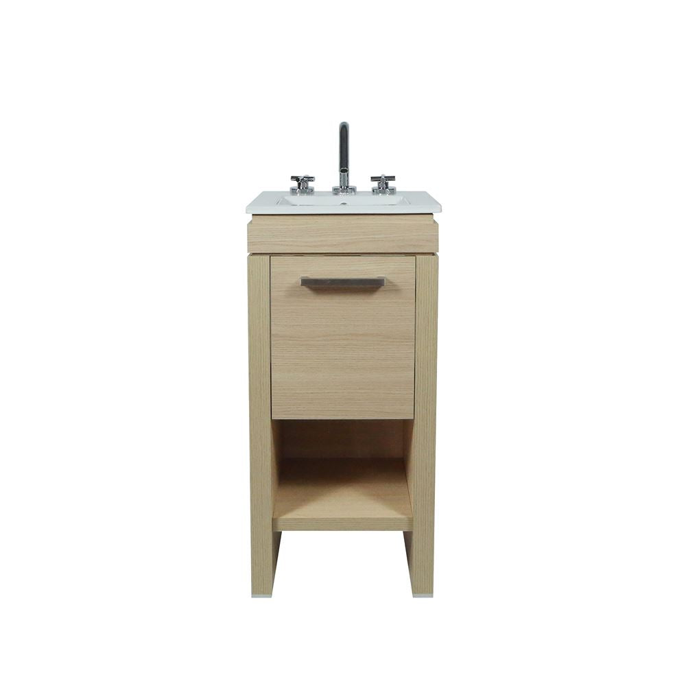 Bellaterra Home 500137-CO 16" Neutral Finish Single Sink Vanity With White Ceramic Top