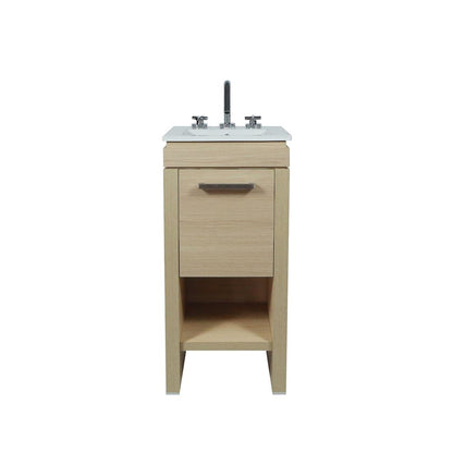 Bellaterra Home 500137-CO 16" Neutral Finish Single Sink Vanity With White Ceramic Top