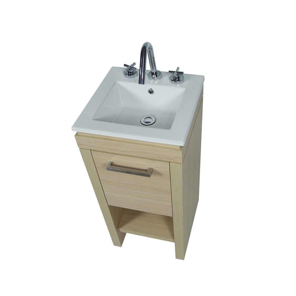 Bellaterra Home 500137-CO 16" Neutral Finish Single Sink Vanity With White Ceramic Top
