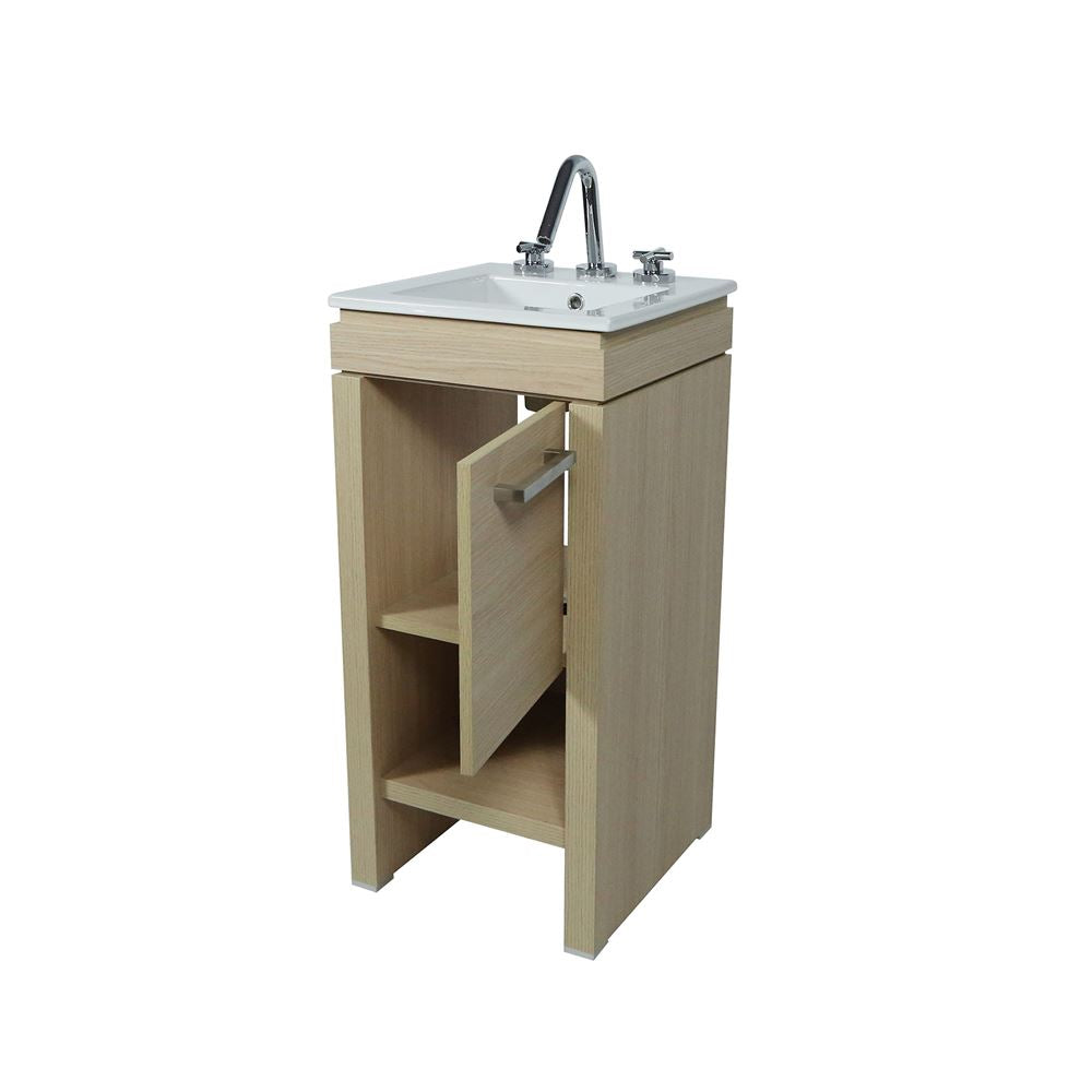 Bellaterra Home 500137-CO 16" Neutral Finish Single Sink Vanity With White Ceramic Top