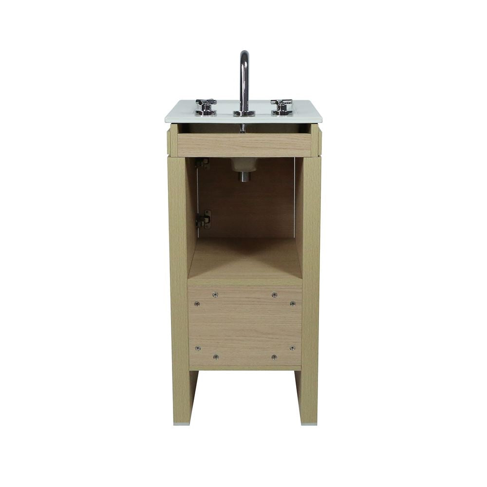 Bellaterra Home 500137-CO 16" Neutral Finish Single Sink Vanity With White Ceramic Top