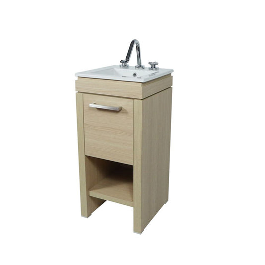 Bellaterra Home 500137-CO 16" Neutral Finish Single Sink Vanity With White Ceramic Top