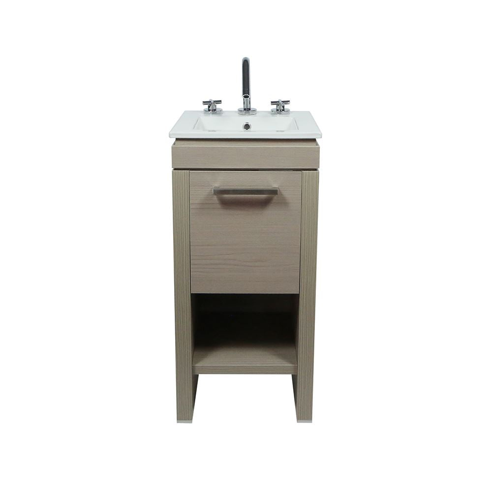 Bellaterra Home 500137-EP 16" Light Gray Single Sink Vanity With White Ceramic Top