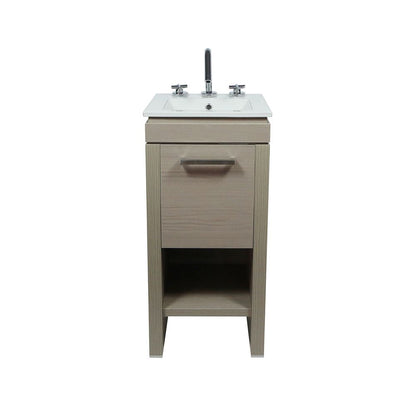 Bellaterra Home 500137-EP 16" Light Gray Single Sink Vanity With White Ceramic Top